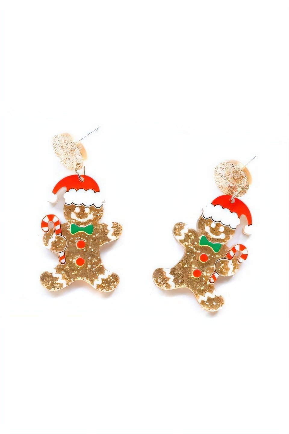 Glitter Gingerbread Man Drop Earrings-Sunfere
