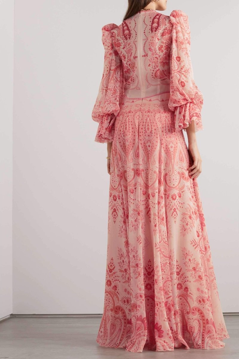 Gloria Paisley Printed Ruffled Maxi Dress-Sunfere