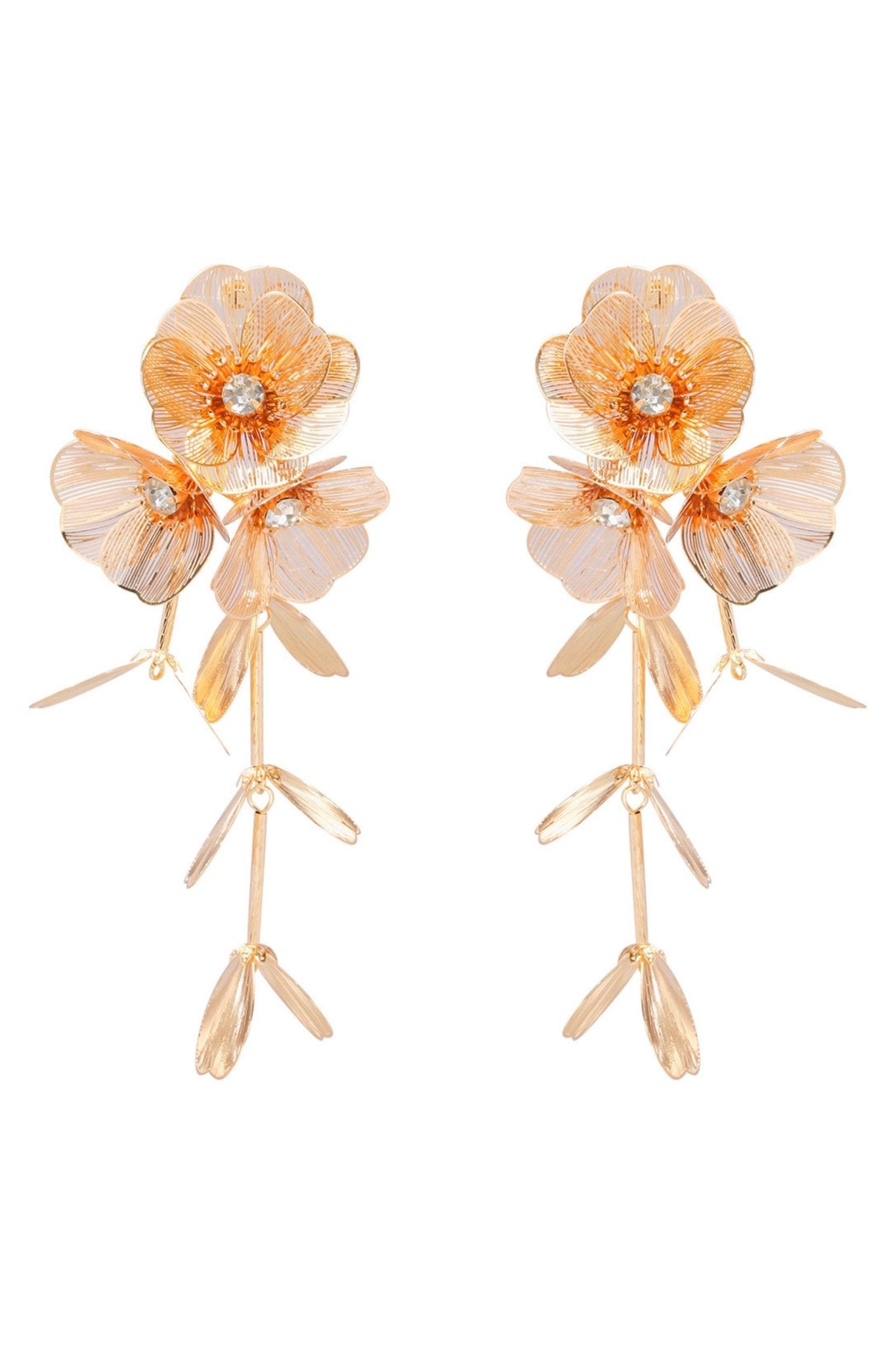 Gold Mesh Diamante Flower Jewelry Set