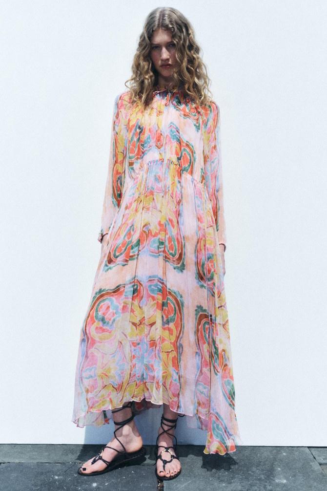 Grace Printed Balloon Sleeve Midi Dress-Sunfere