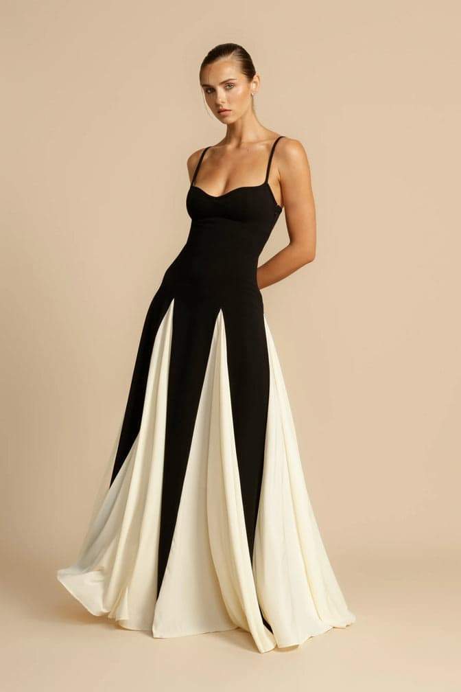 dresses-Griselda Color Block Maxi Slip Dress-SD00605212827-Black-S - Sunfere