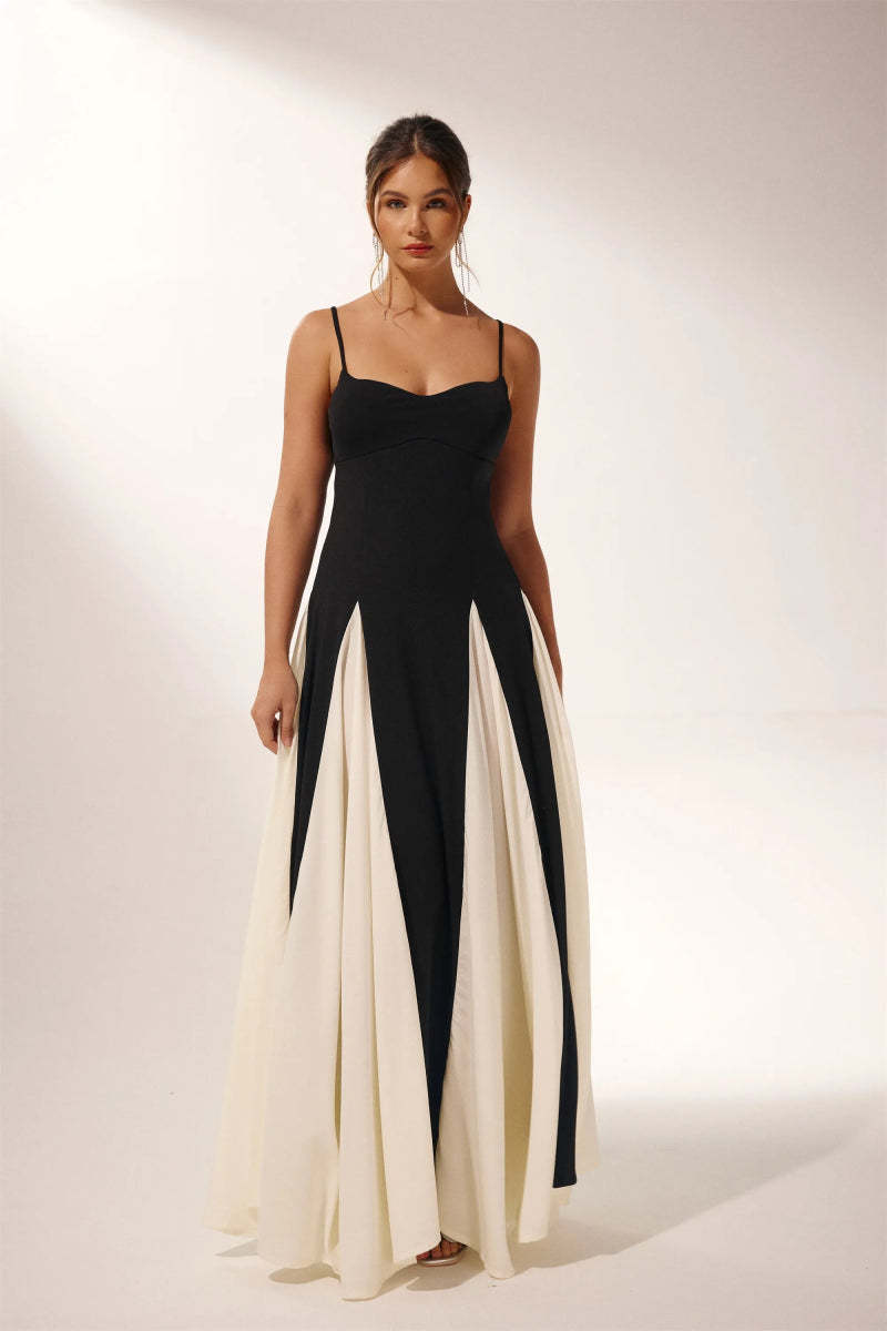 Griselda Color Block Maxi Slip Dress-Sunfere