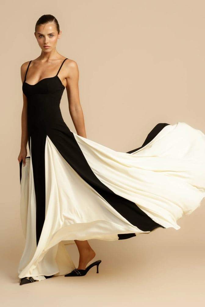 dresses-Griselda Color Block Maxi Slip Dress-SD00605212827-Black-S - Sunfere