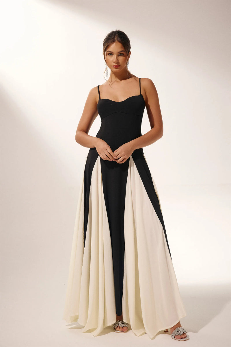 韓国 ファッション通販 Griselda Color Block Maxi Slip Dress-Sunfere ワンピース