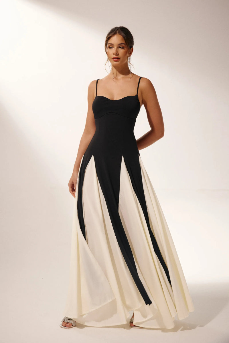 Griselda Color Block Maxi Slip Dress-Sunfere