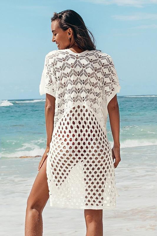 Gwen V-neck Crochet Cover-up-Sunfere