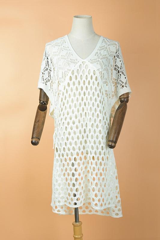 Gwen V-neck Crochet Cover-up-Sunfere