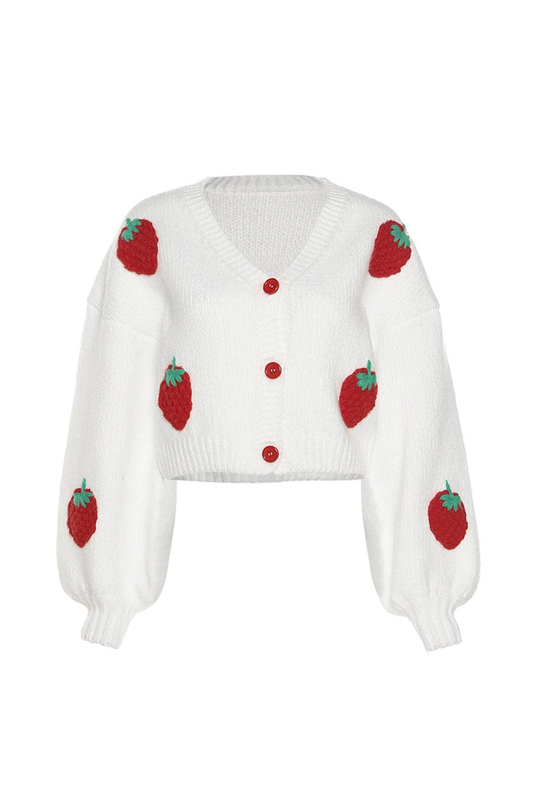 Hanna Strawberry Knit Sweater Cardigan-Sunfere – sunfere