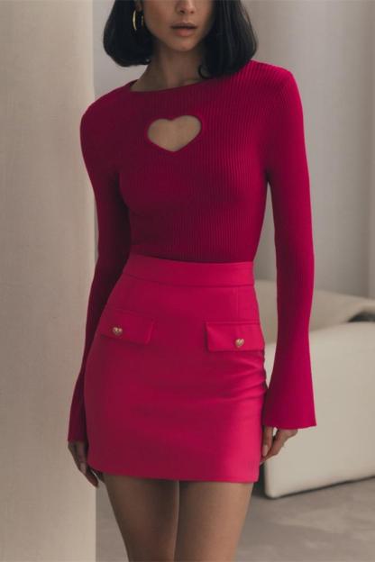 Heart Cut-out Knit Top