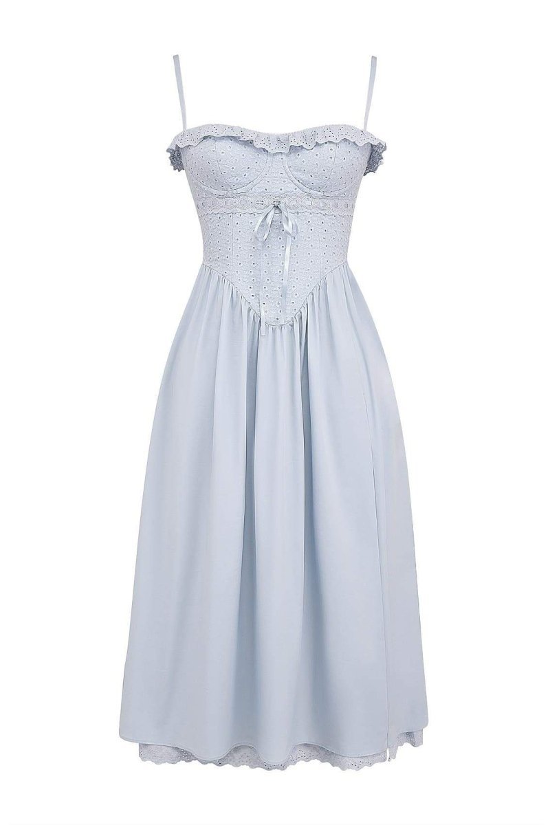 Helen Embroidered Lace Corset Midi Dress-Sunfere