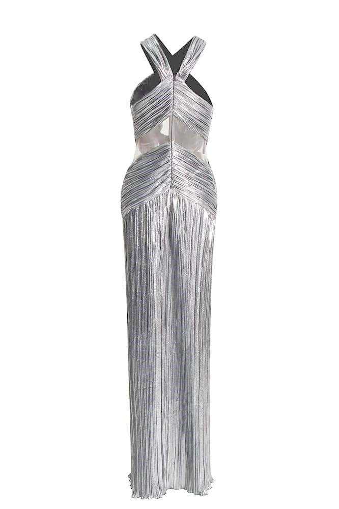 Heloise Metallic Cross Halter Neck Maxi Dress-Sunfere