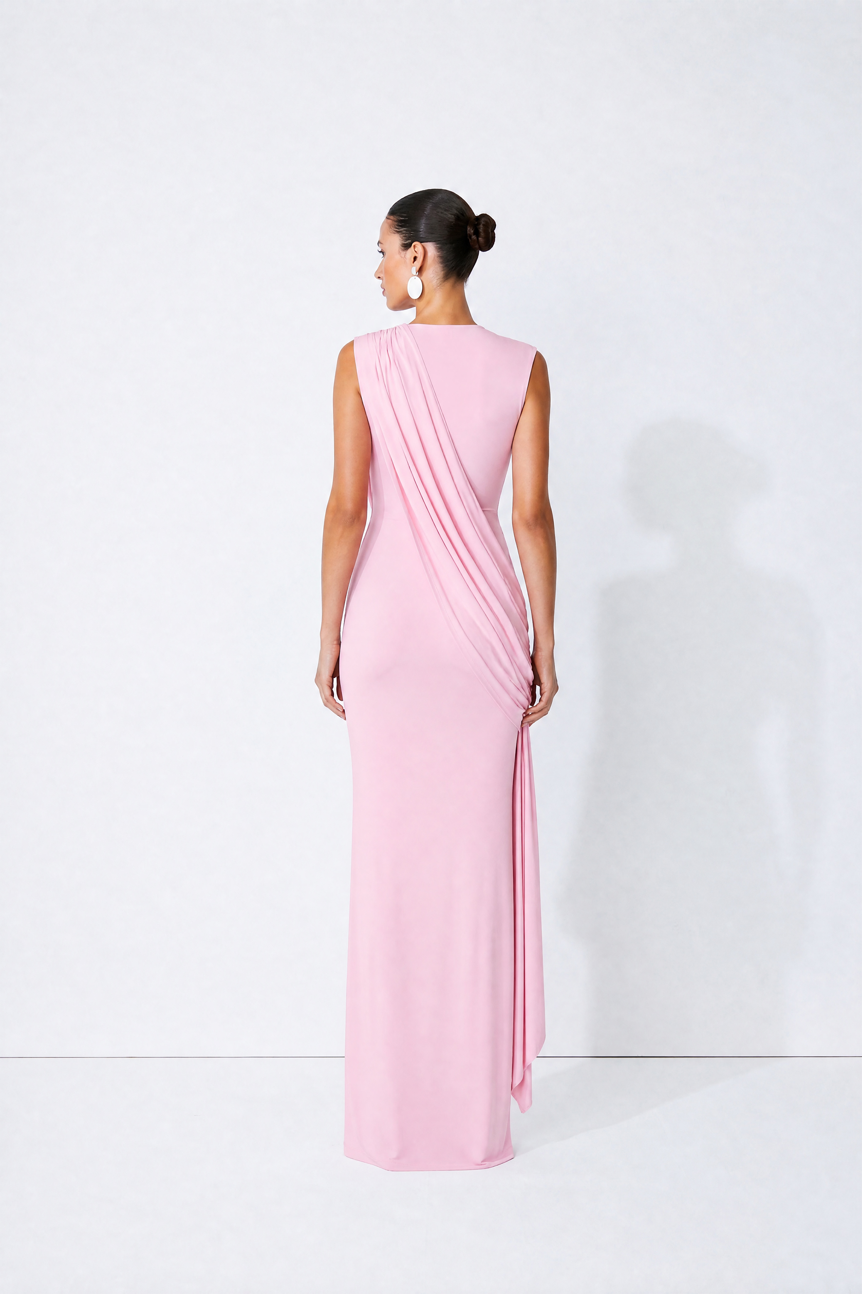 Dangerous Romance Pink Cowl Neck Draped Maxi Dress