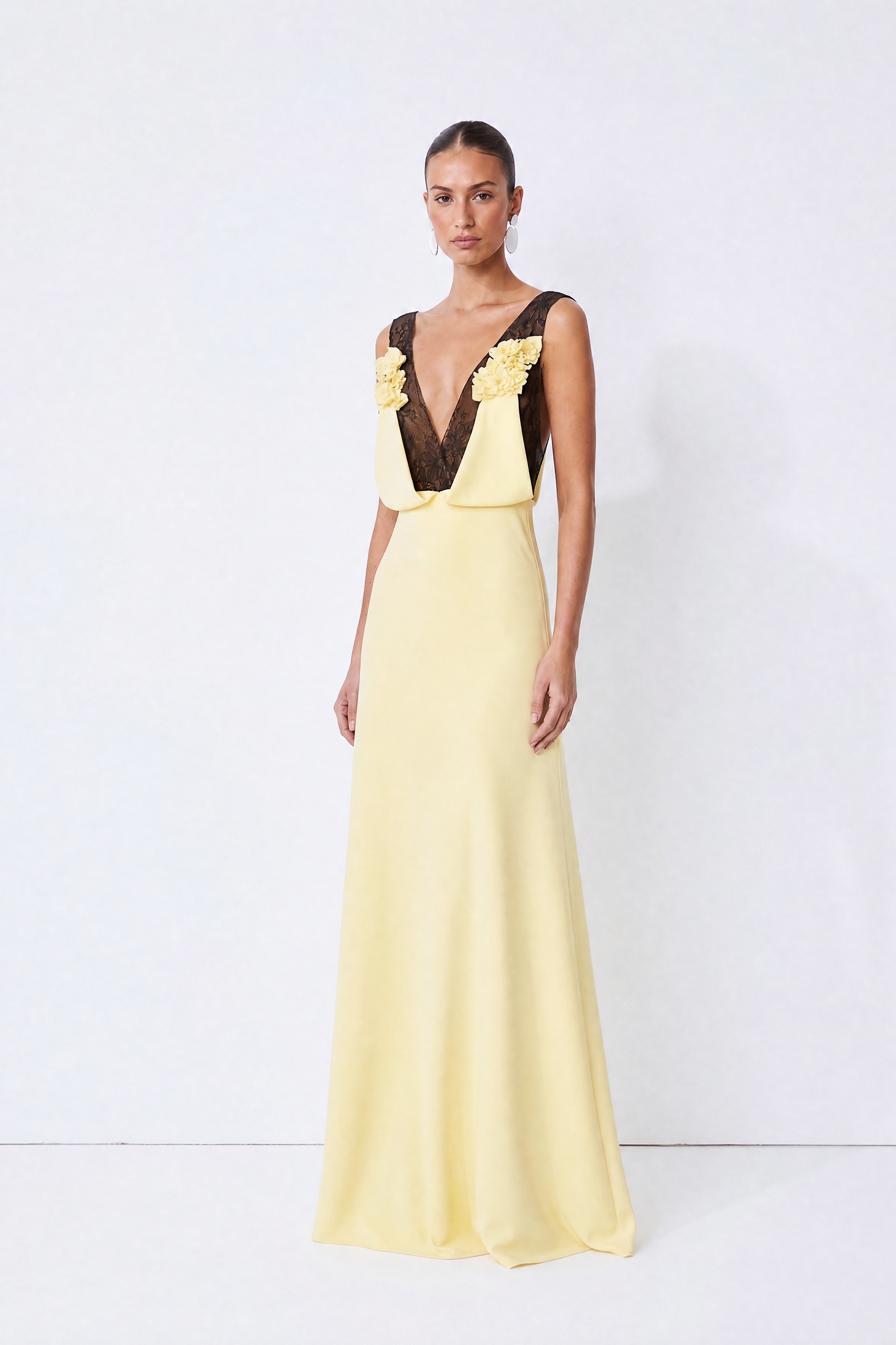 All Eyes on Me Yellow Floral Deep V Open Back Maxi Dress