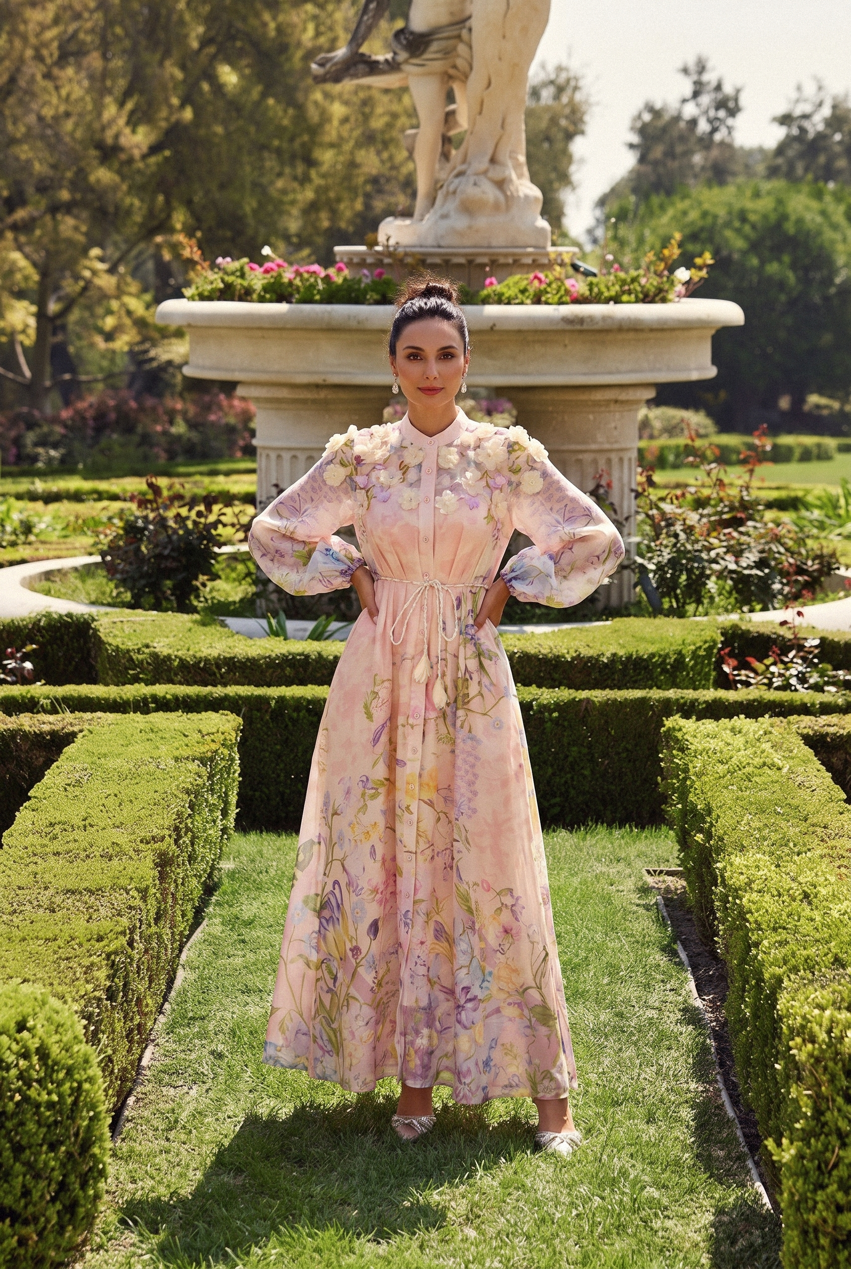 Kate Floral Print Tie Waist Maxi Dress