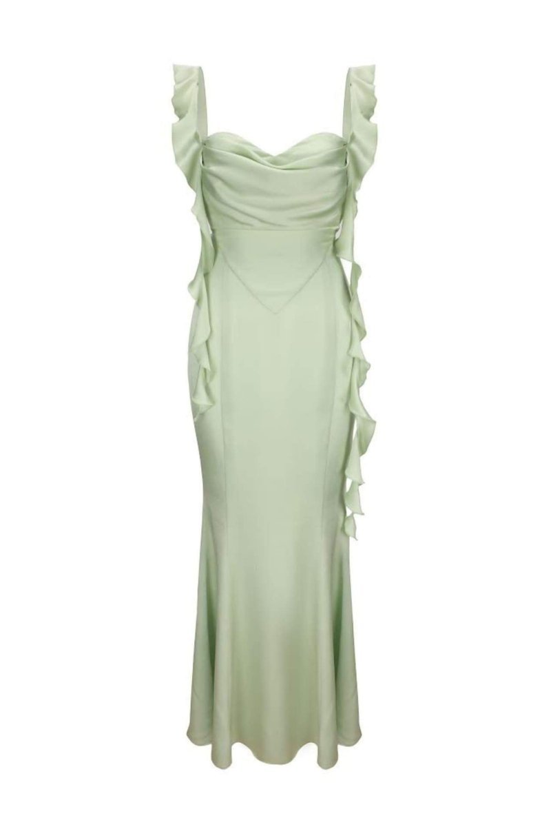 dresses-Hilda Ruffle Ribbon Backless Maxi Dress-SD00603252529-Green-S - Sunfere