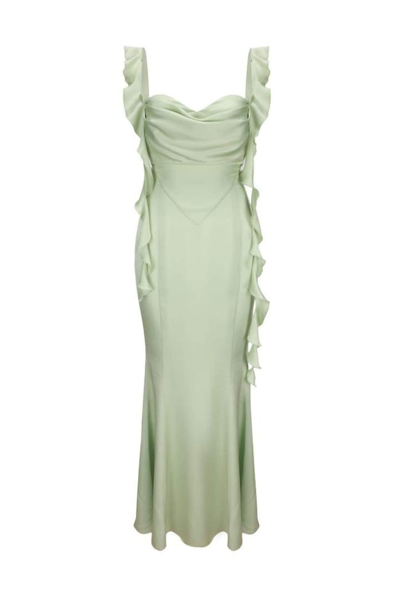 Hilda Ruffle Ribbon Backless Maxi Dress-Sunfere