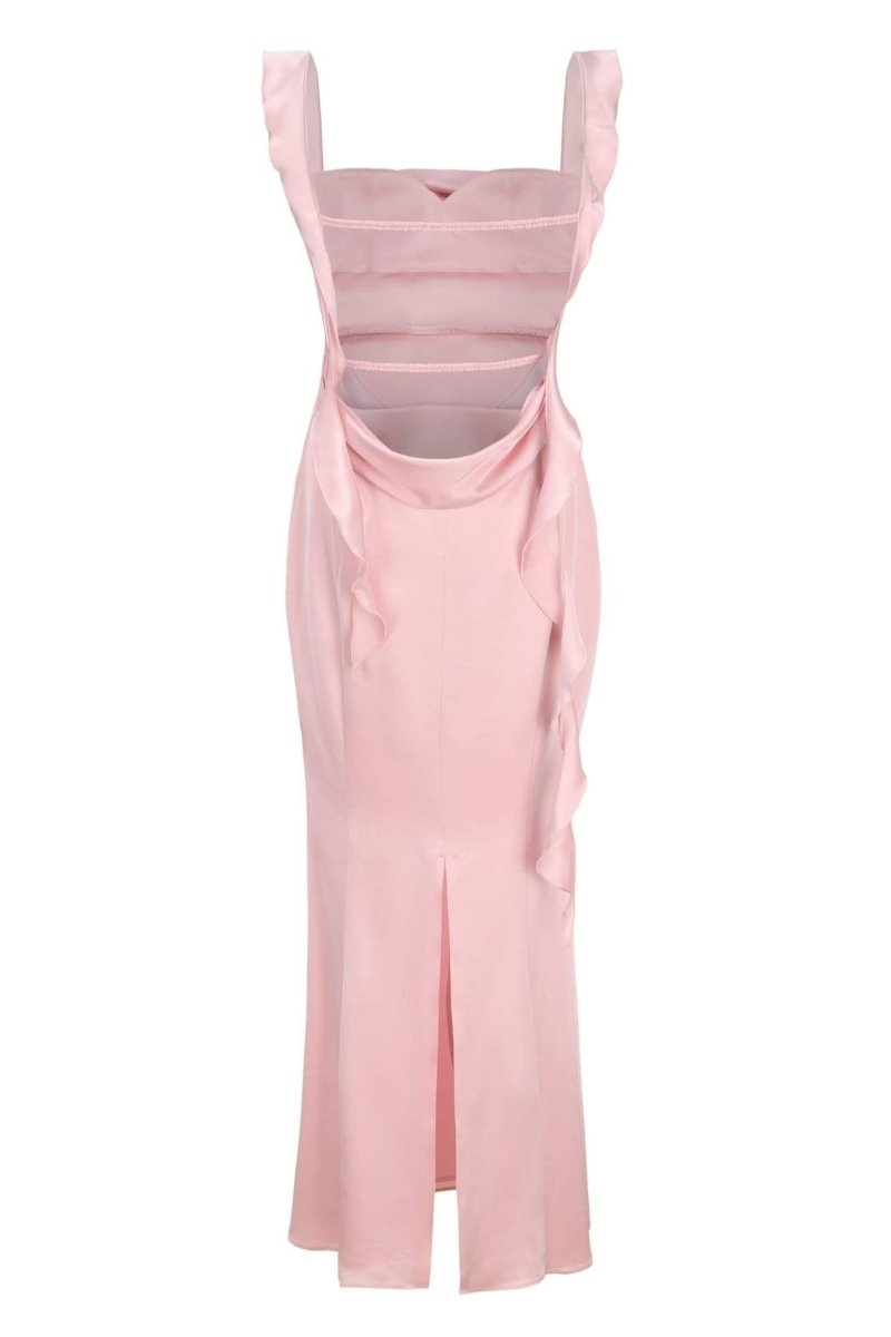 dresses-Hilda Ruffle Ribbon Backless Maxi Dress-SD00603252529-Pink-S - Sunfere