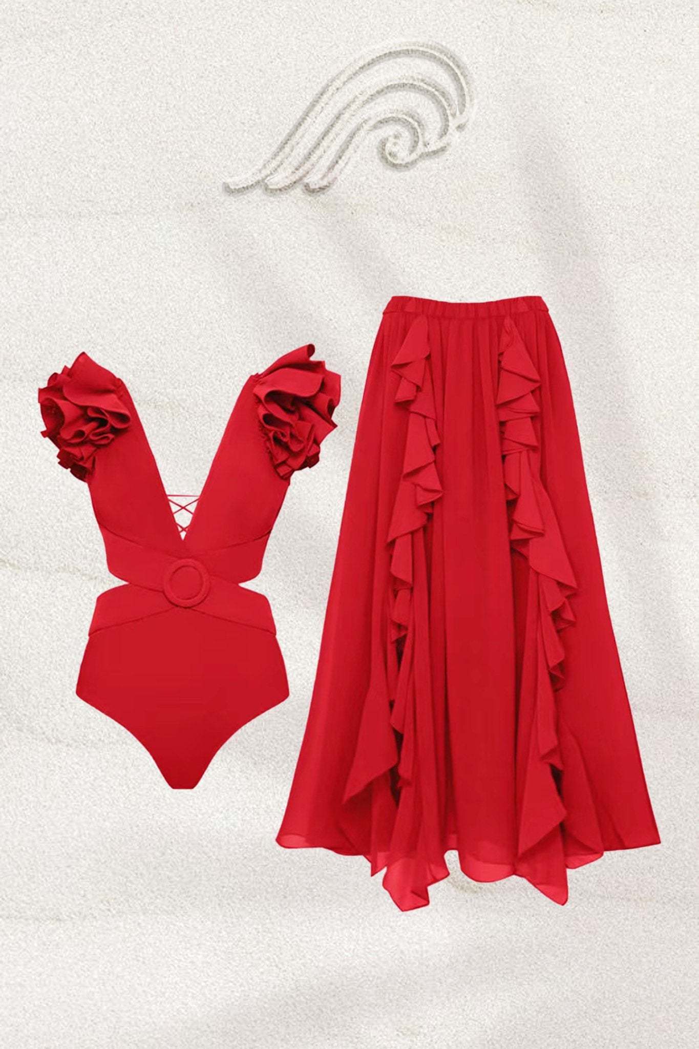Honey Two-piece Ruffle Swim Set-Sunfere
