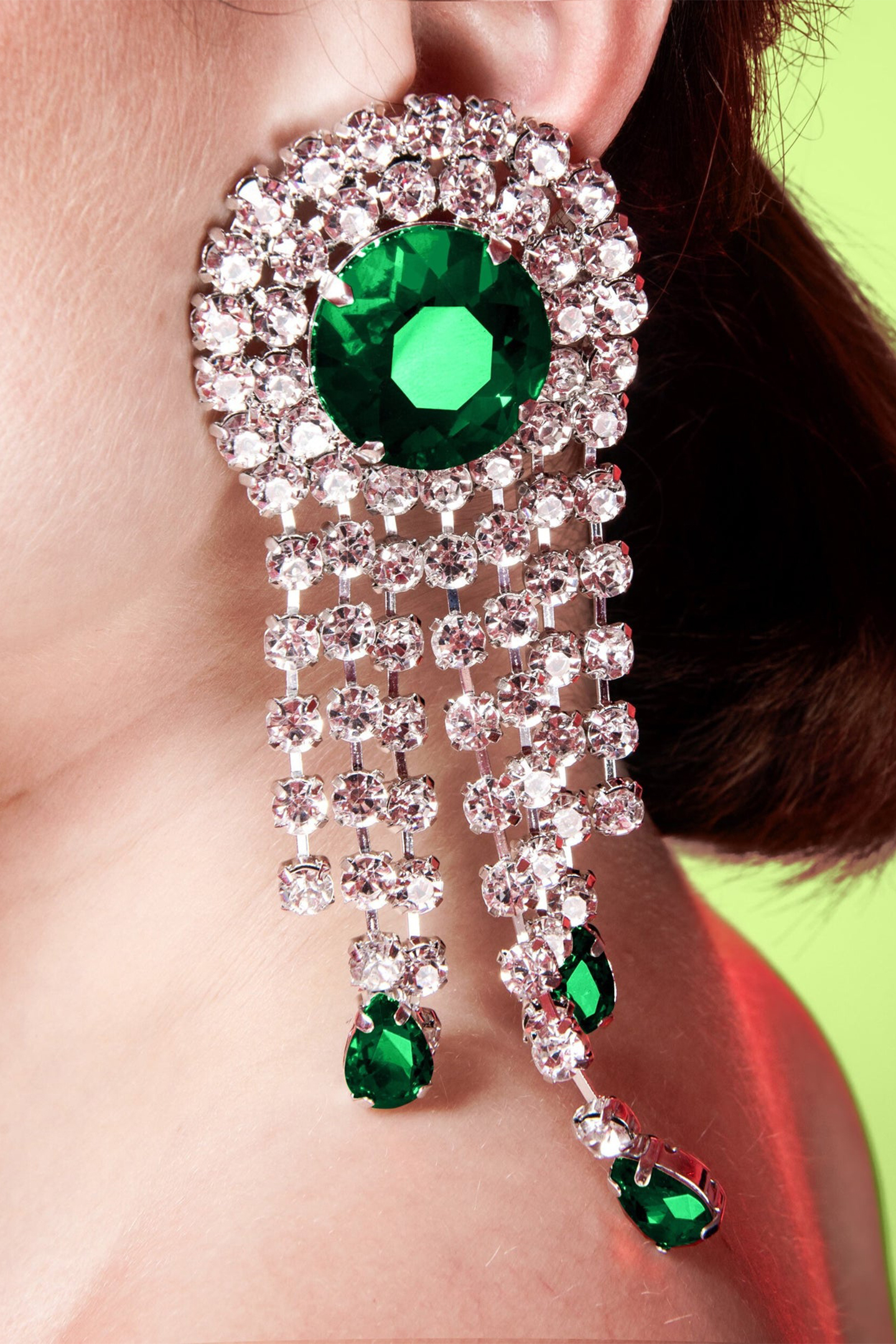 Crystal Embellished Tassel Earrings