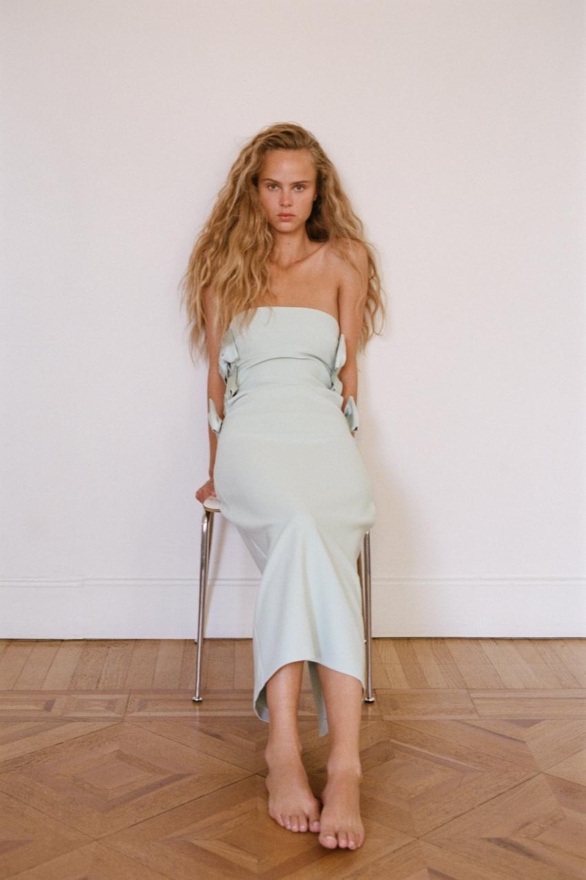 Strapless Bow Hollow Mini Dress