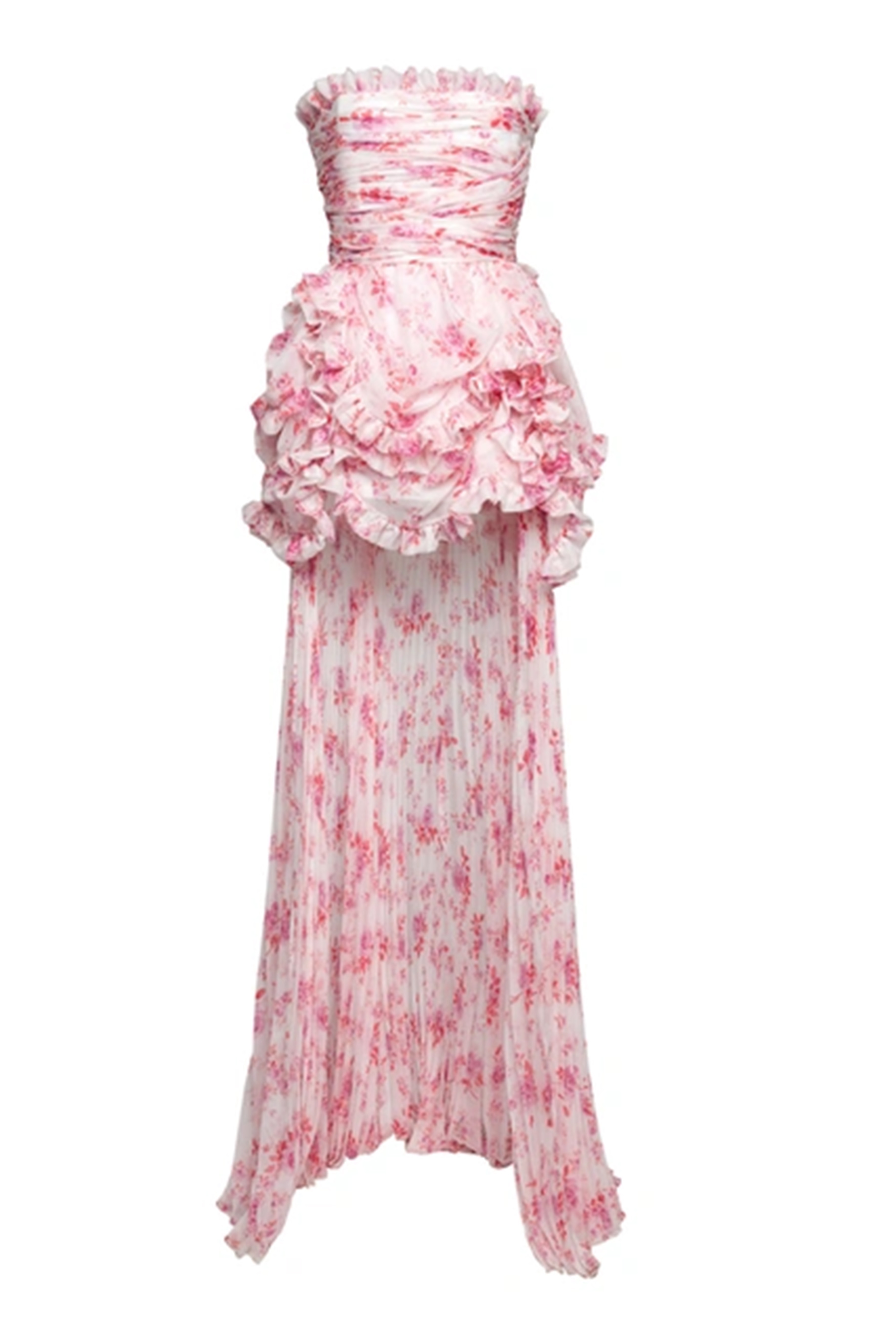 Like An Angel Pink Floral Print Tiered Ruffle Mini Dress