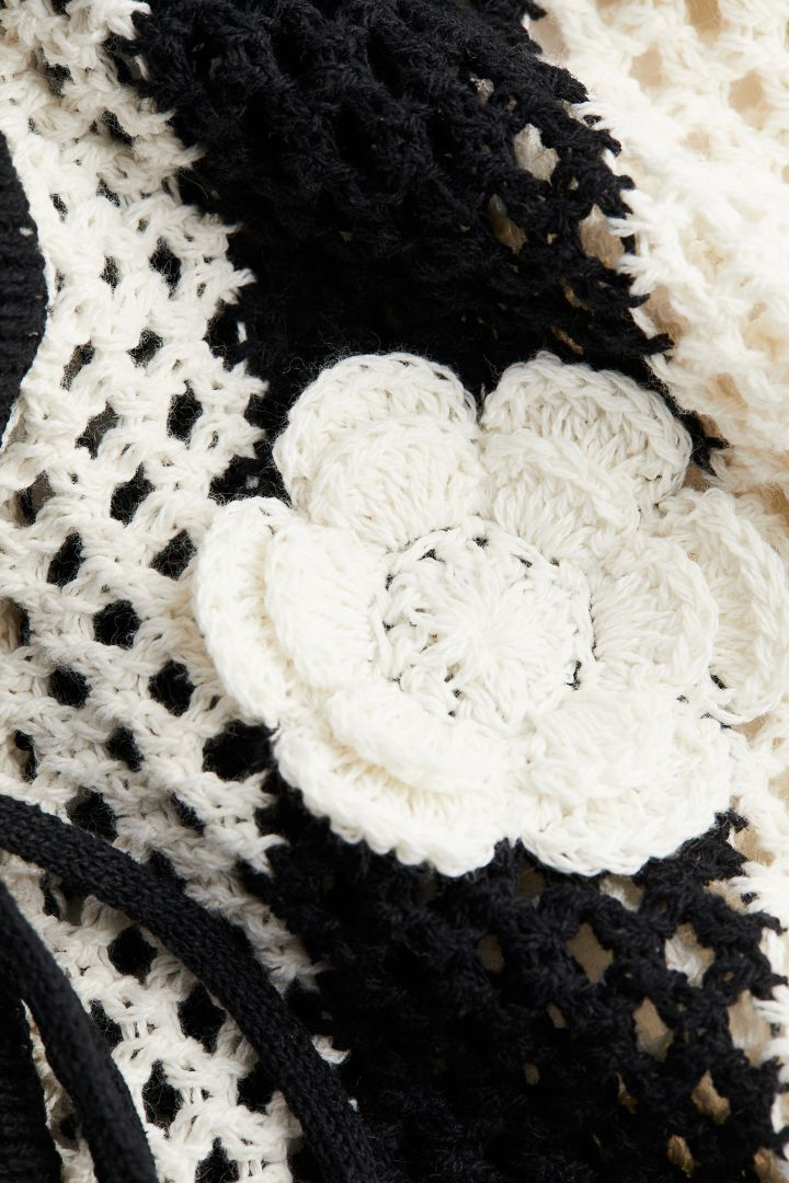 Hermosa Floral Appliqué Hollow Knit Vest-Sunfere
