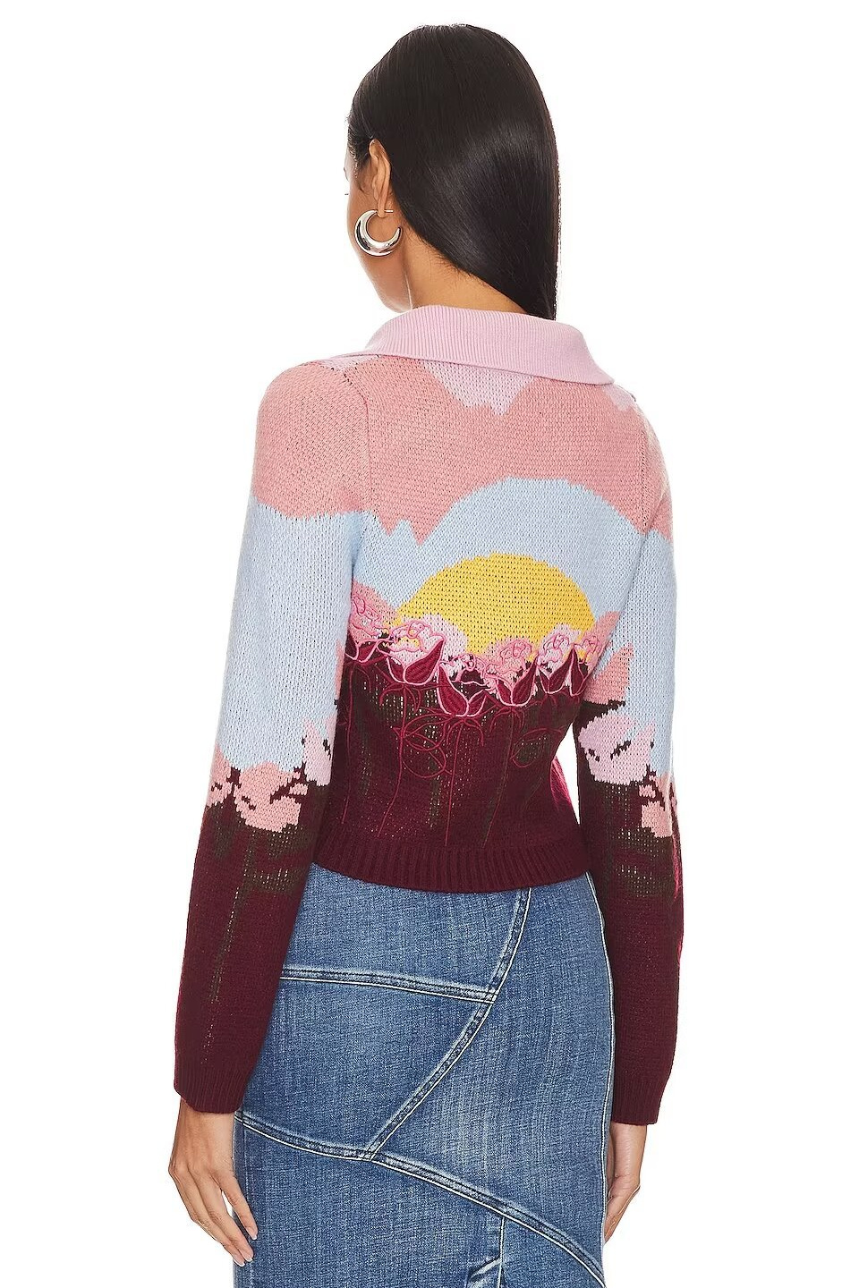 Michelle Floral Jacquard Knit Cardigan-Sunfere