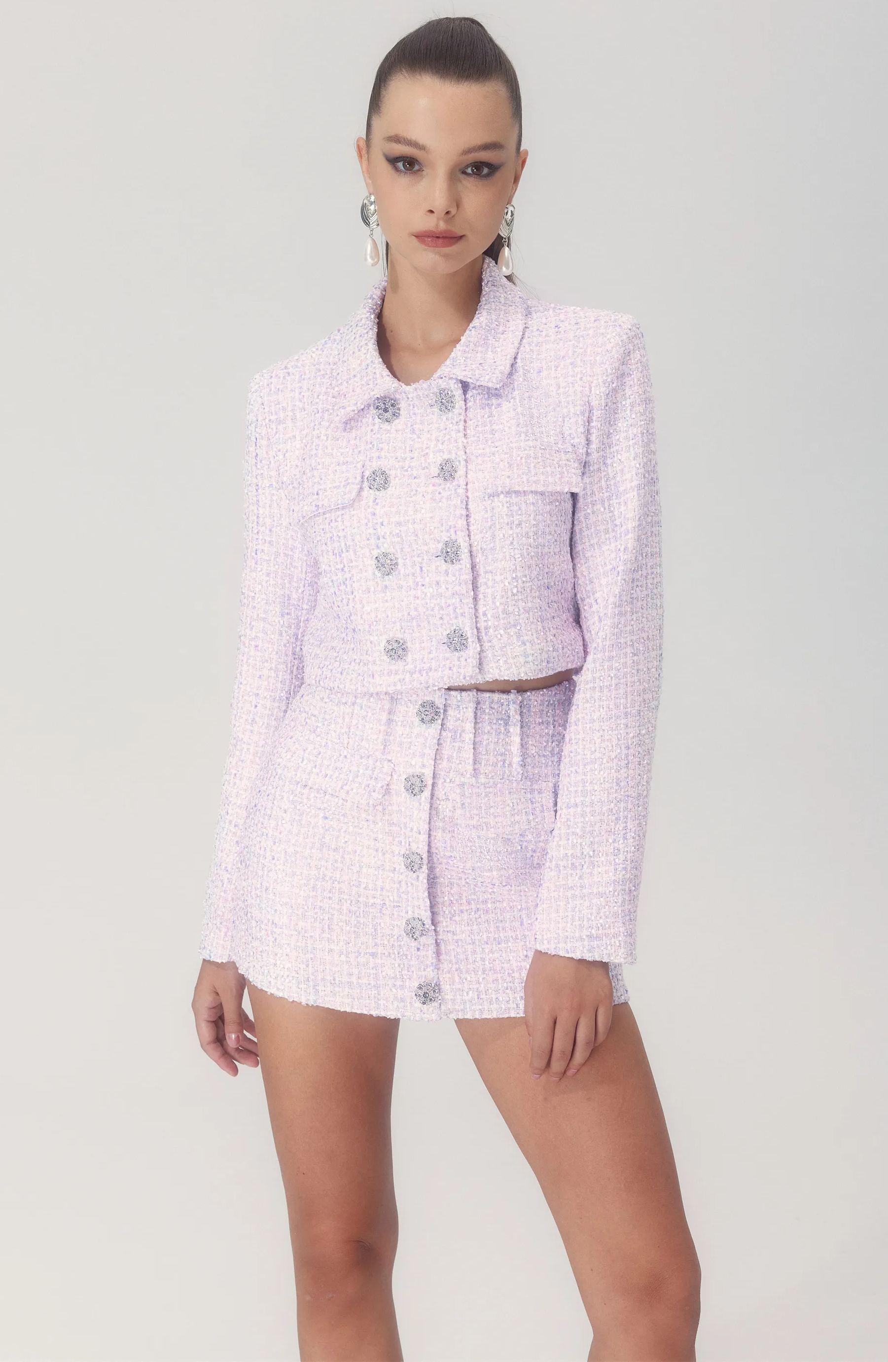 Helen Double-Breasted Jacket Tweed Set-Sunfere