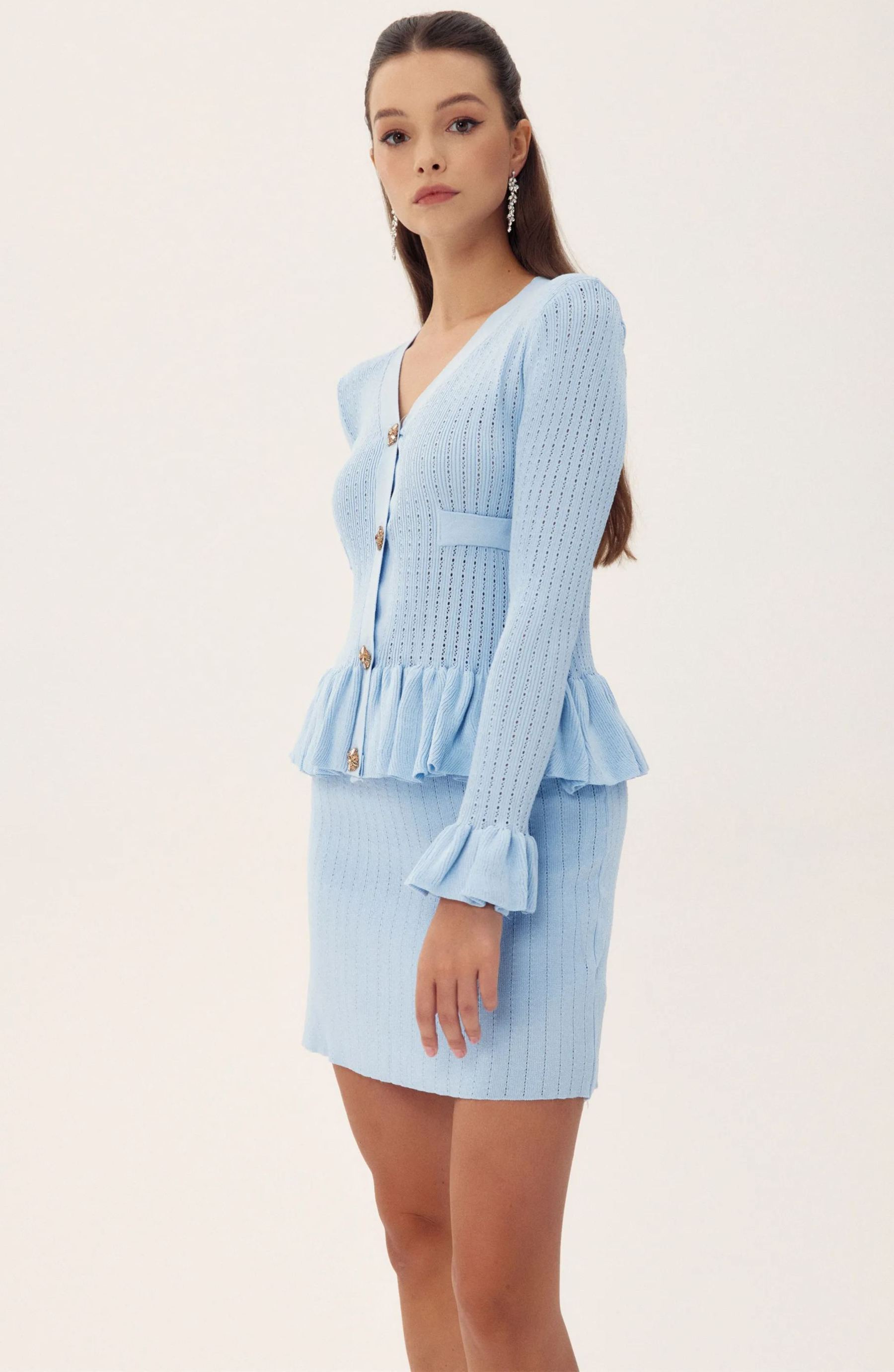 Viola V-neck Ruffle Knit Set-Sunfere