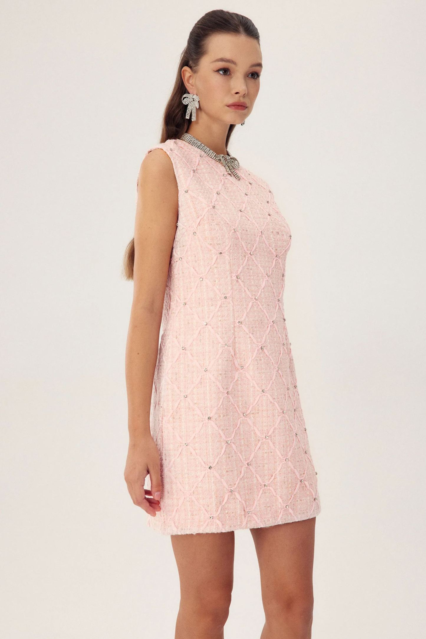Cynthia Crystal-embellished Mini Tweed Dress-Sunfere