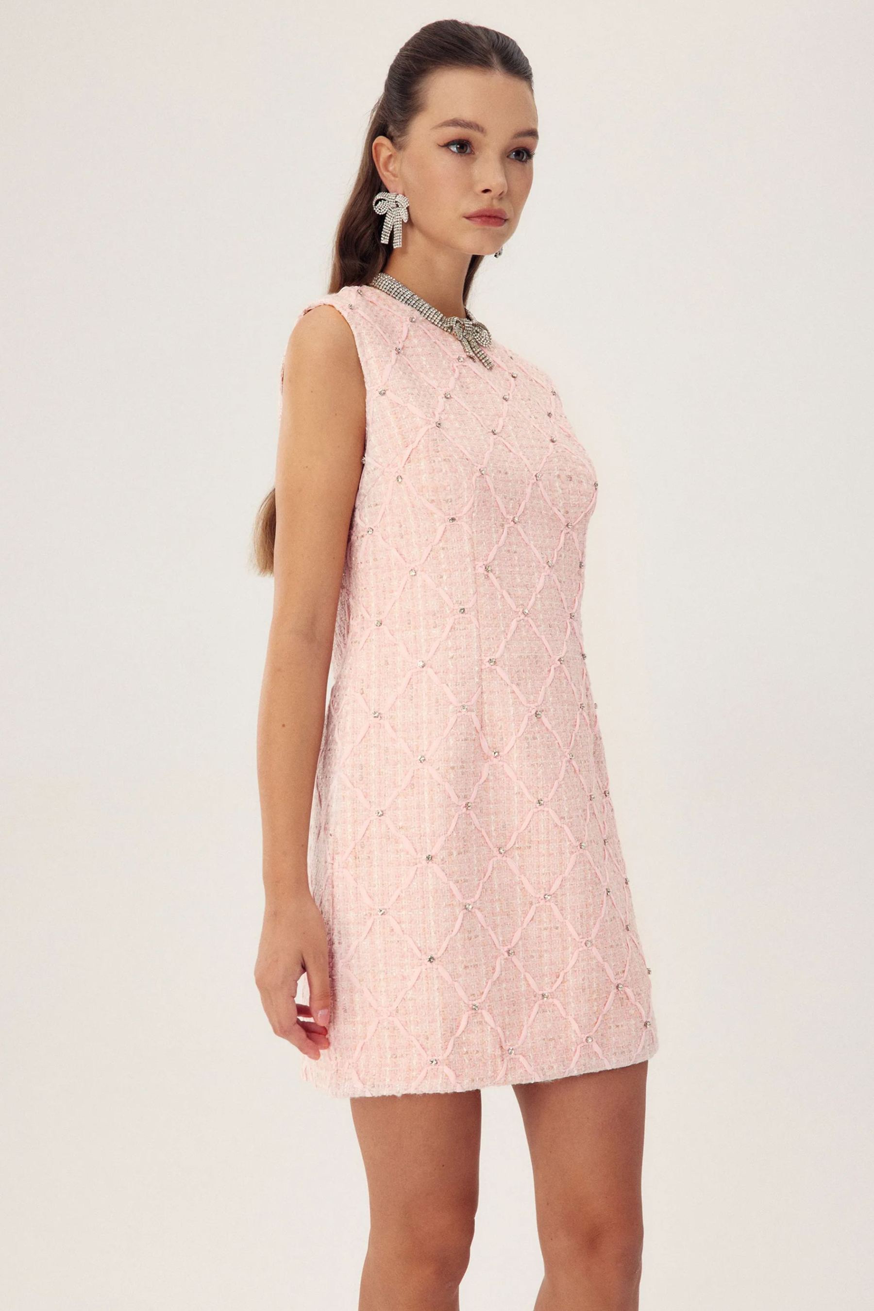 Cynthia Crystal-embellished Mini Tweed Dress-Sunfere