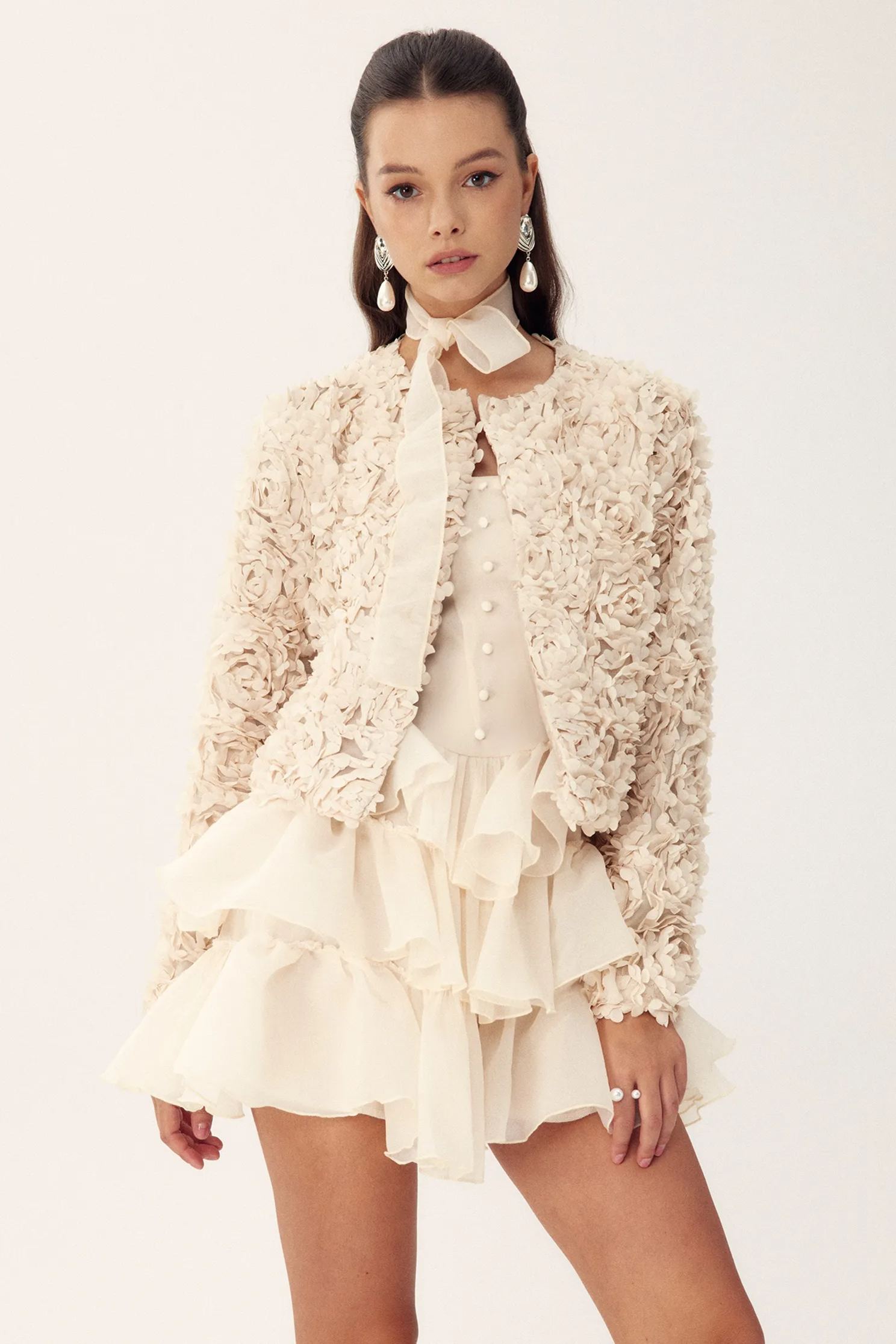 Alice Floral Appliqué Cropped Jacket