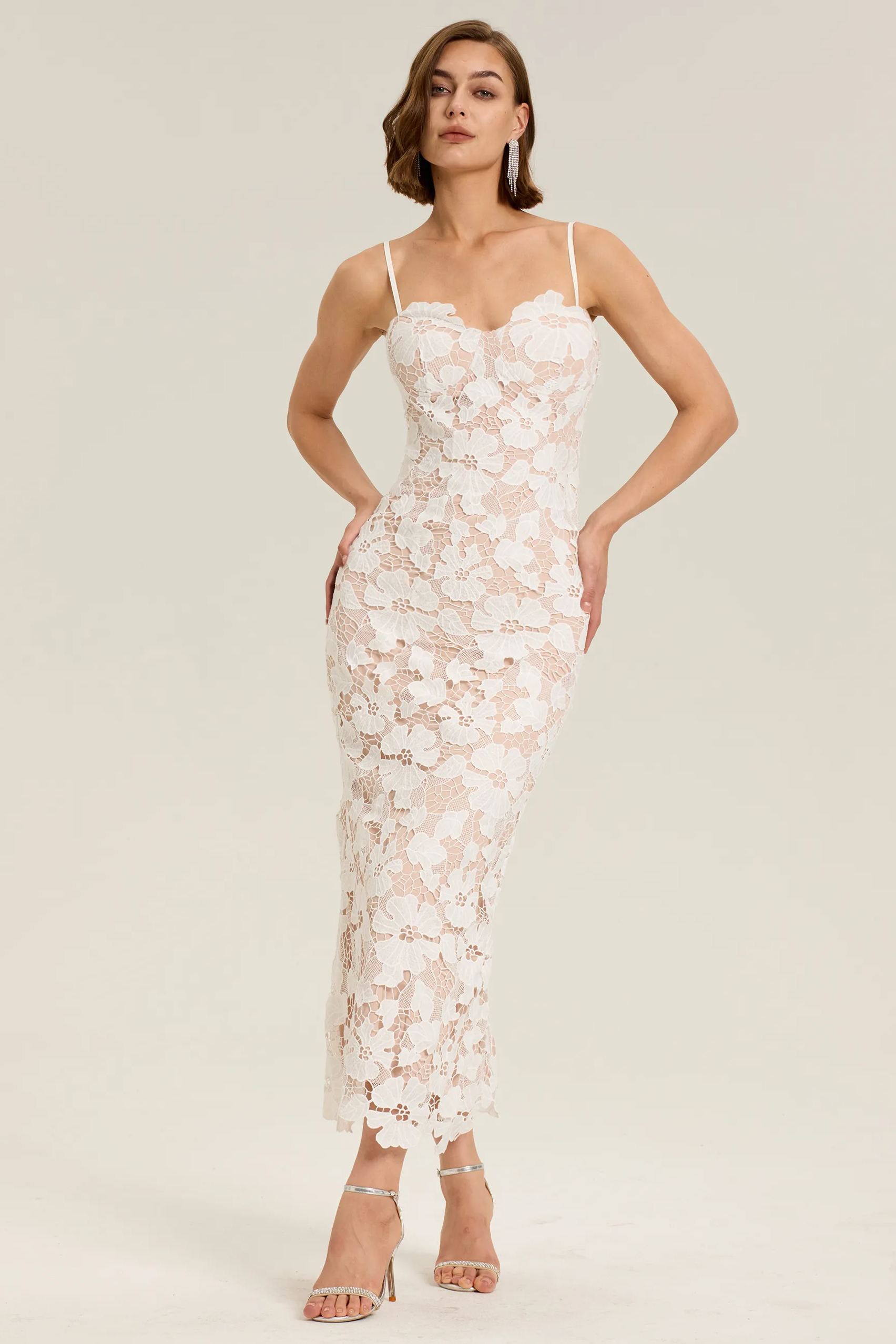 Amanda Floral Embroidered Lace Maxi Dress-Sunfere