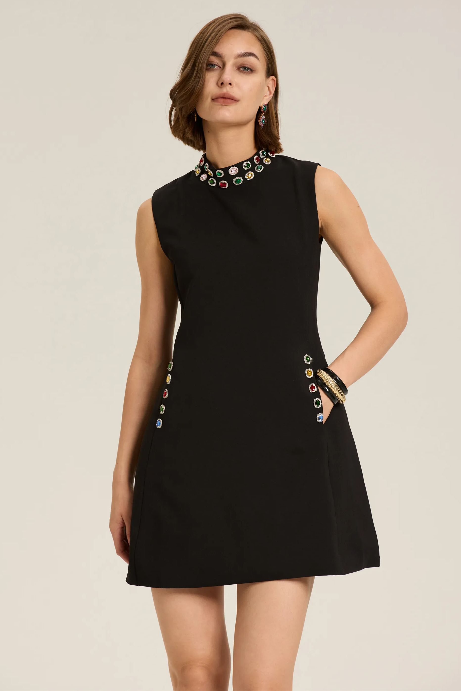 Linda Crystal-embellished Sleeveless Mini Dress