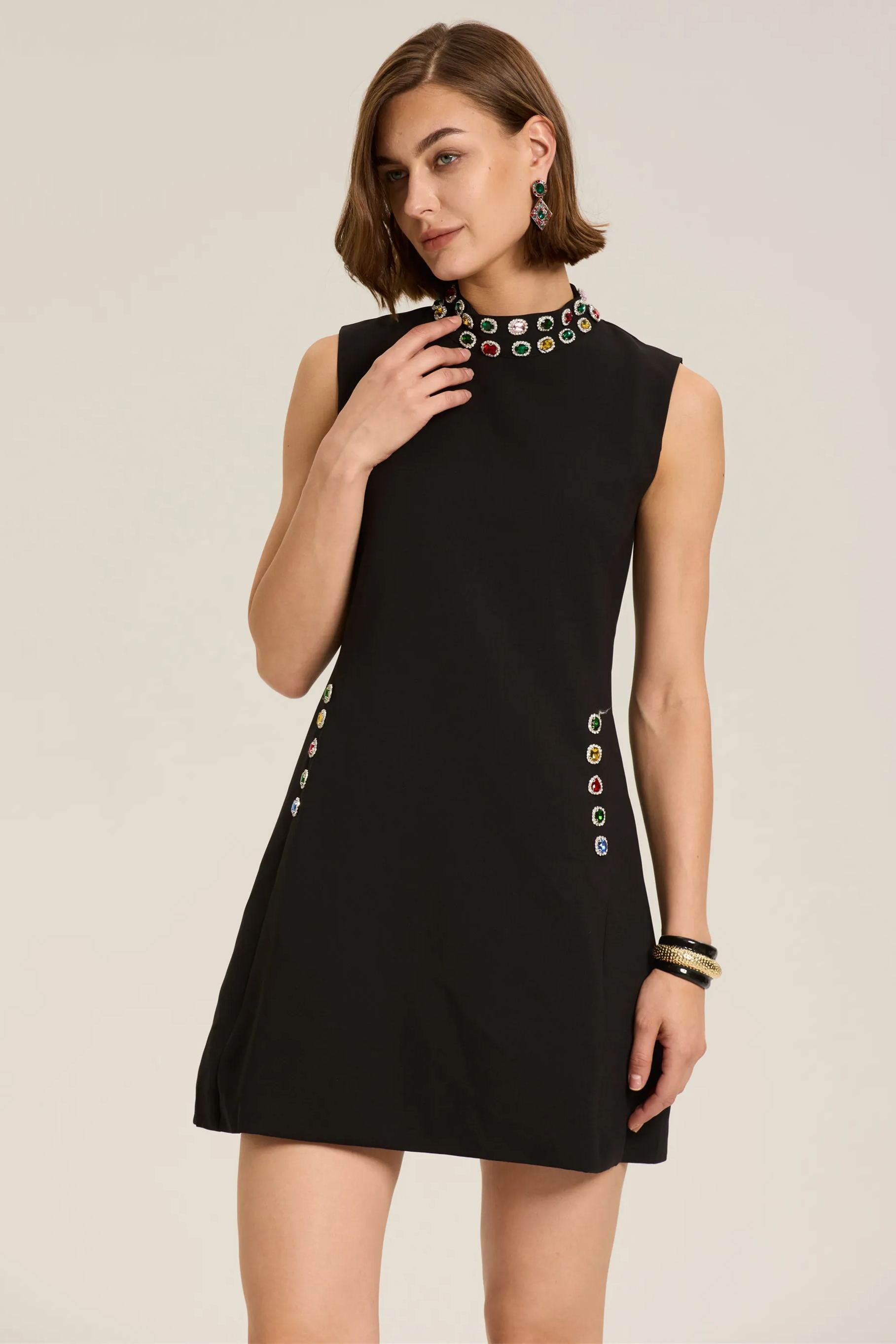 Linda Crystal-embellished Sleeveless Mini Dress