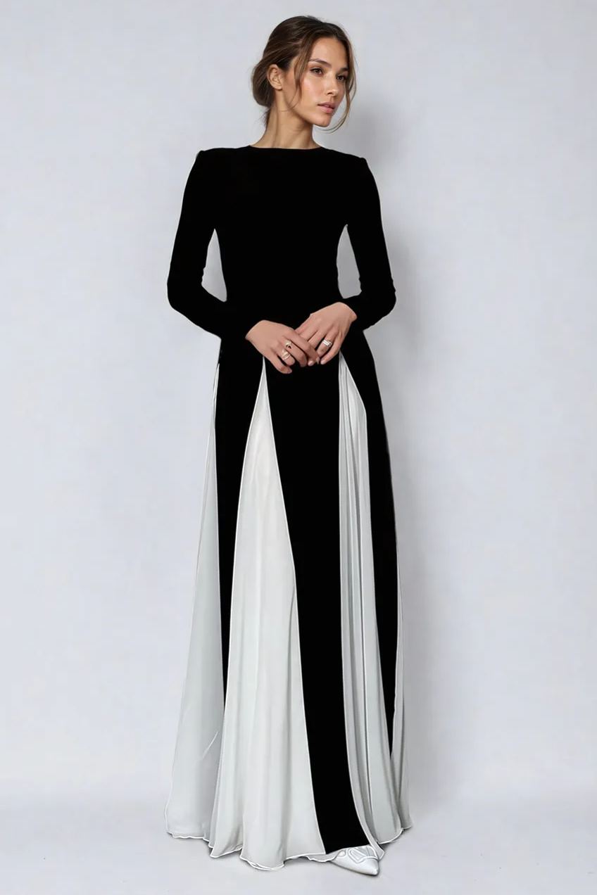 Heloise Color Block Long Sleeve Maxi Dress