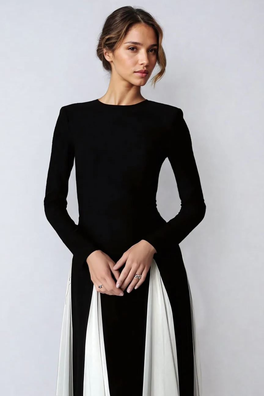 Heloise Color Block Long Sleeve Maxi Dress