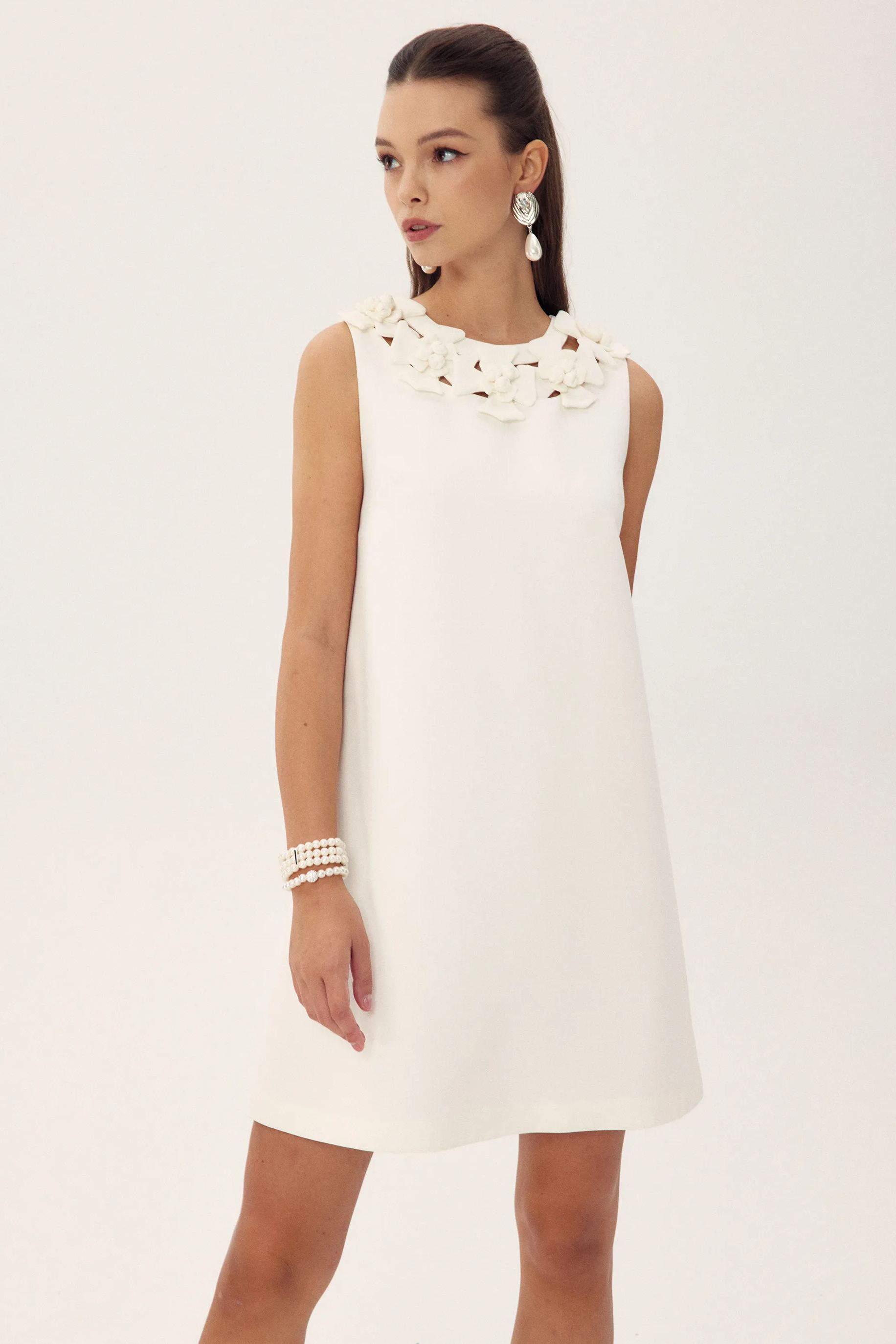 Gemma Sculpted Cut-out Flower Neckline Mini Dress