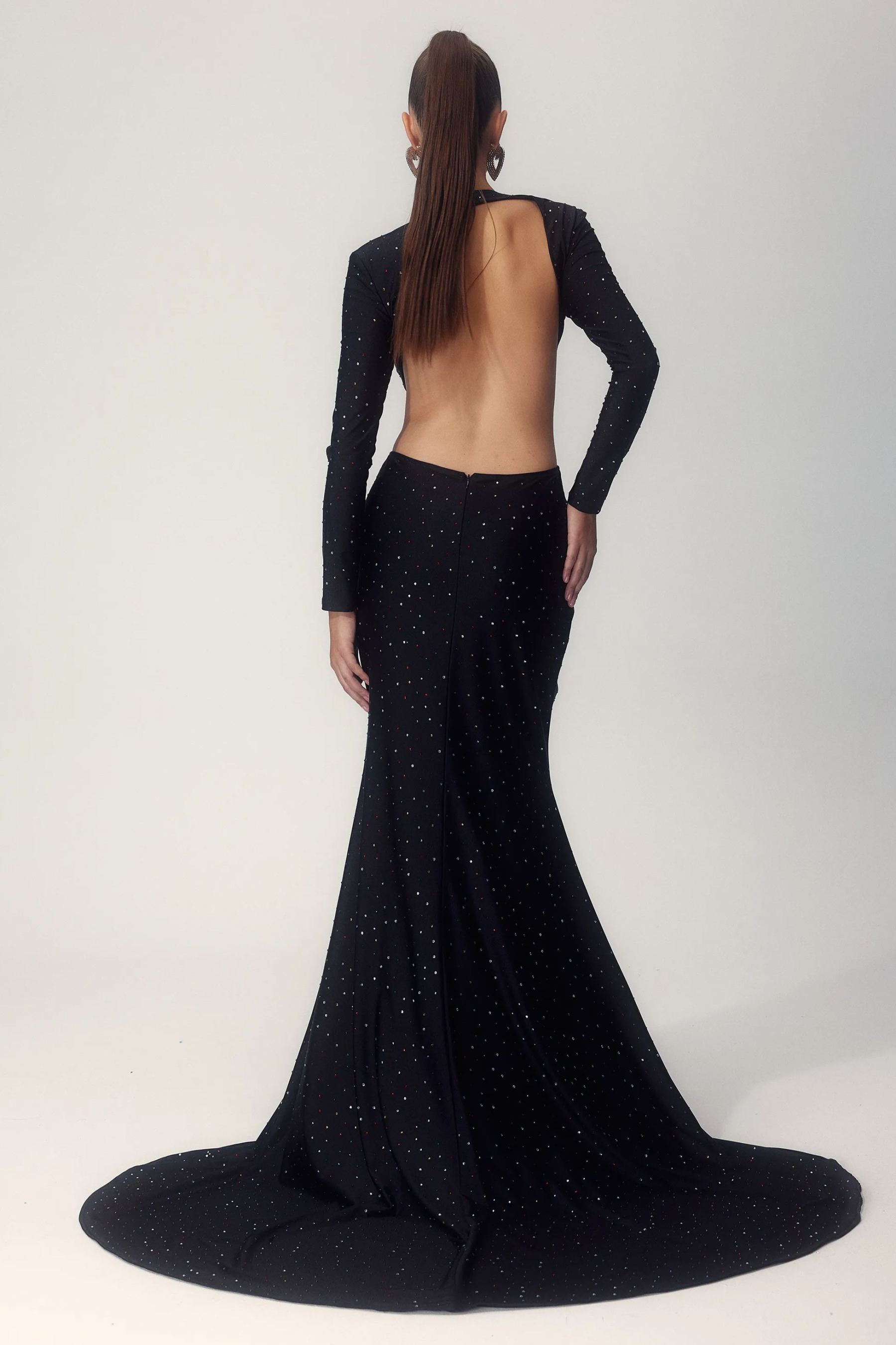 Mirabelle Diamante Flower Backless Maxi Dress-Sunfere