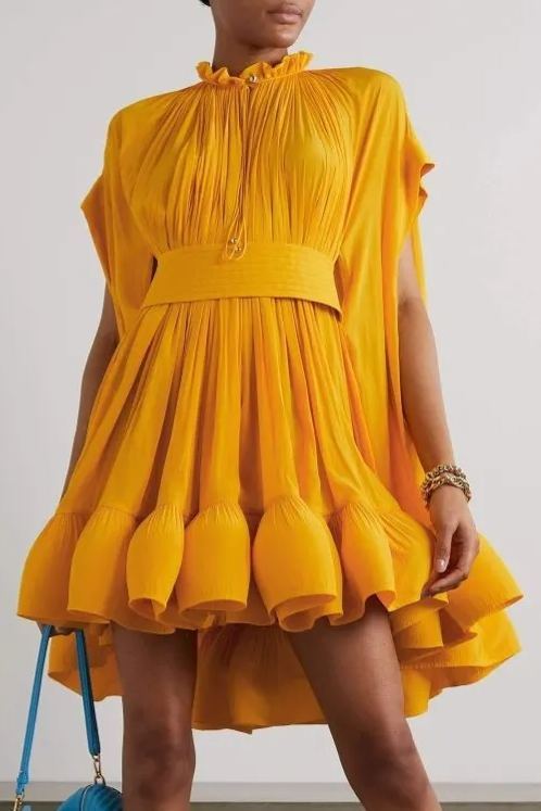 Eartha Cape-effect Ruffle Mini Dress-Sunfere