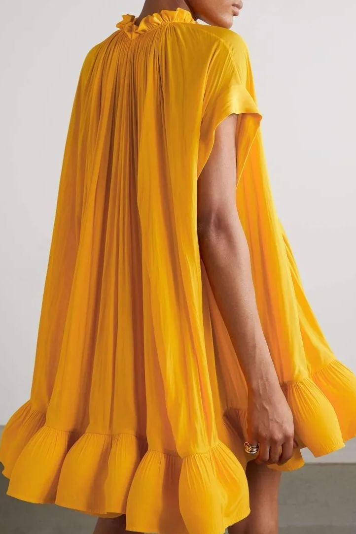 Eartha Cape-effect Ruffle Mini Dress-Sunfere