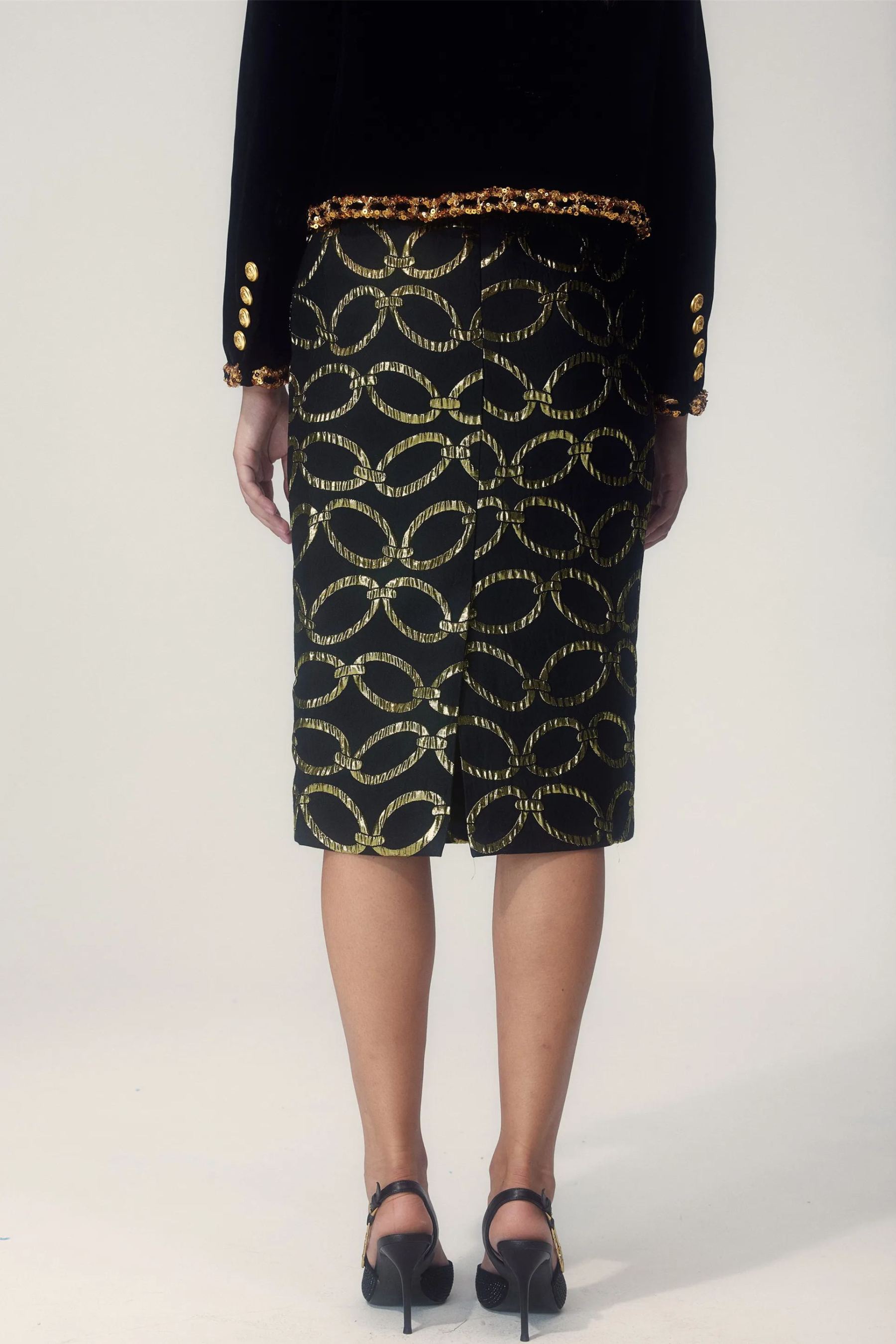 Emma Chain Print Pencil Skirt-Sunfere