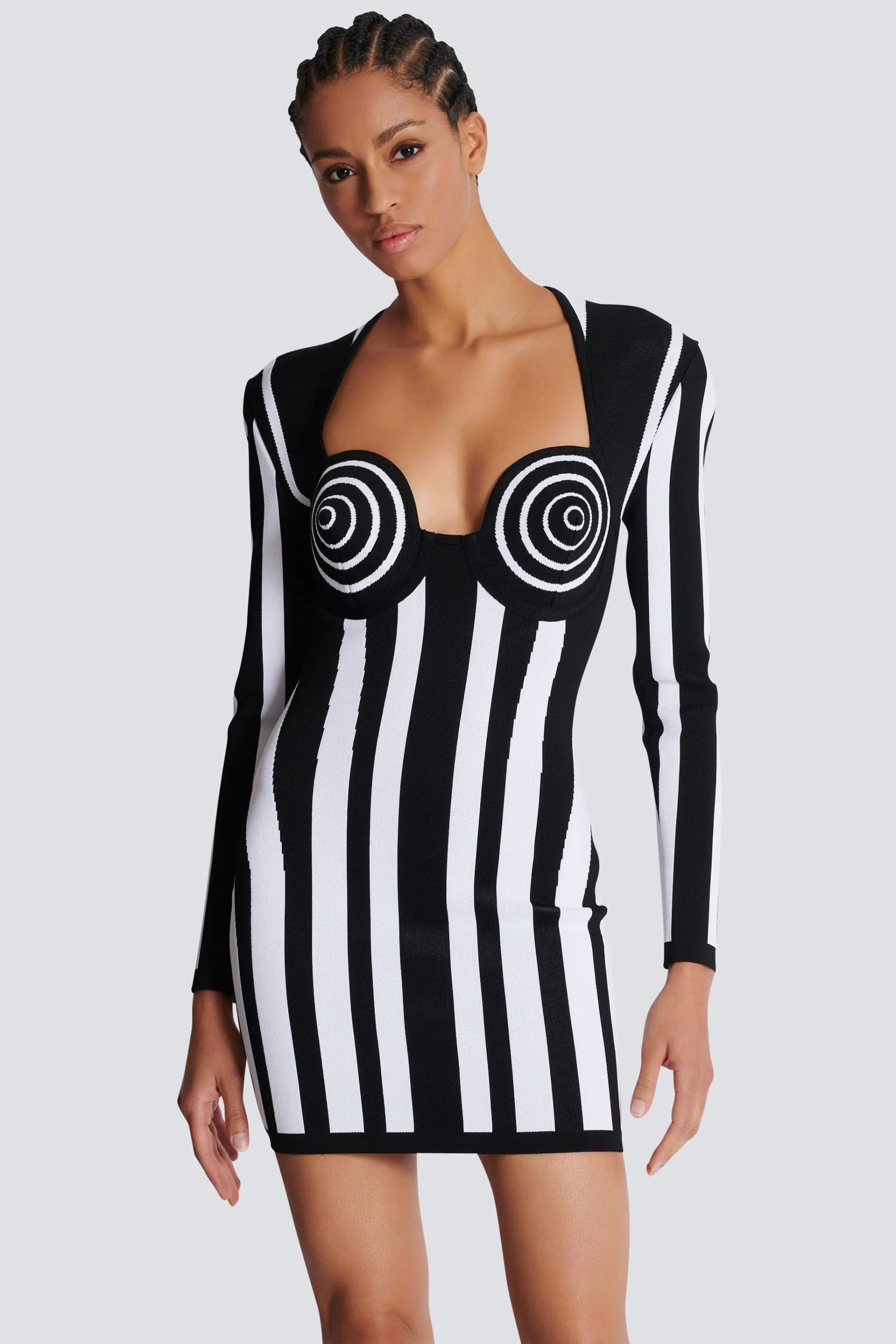 Doris Sweetheart Striped Knit Mini Dress-Sunfere