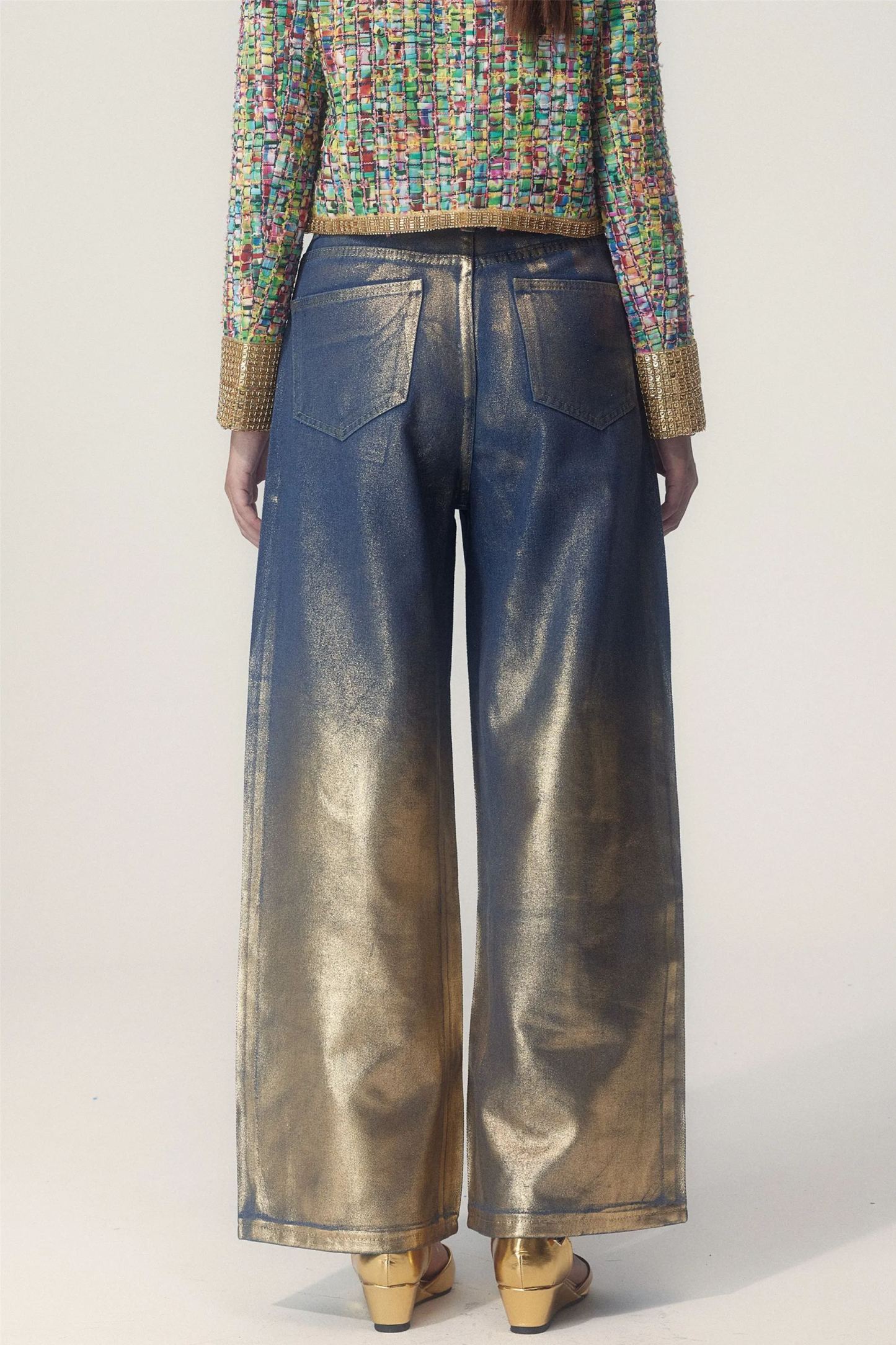 Vicky Straight Leg Gold Foil Jeans-Sunfere