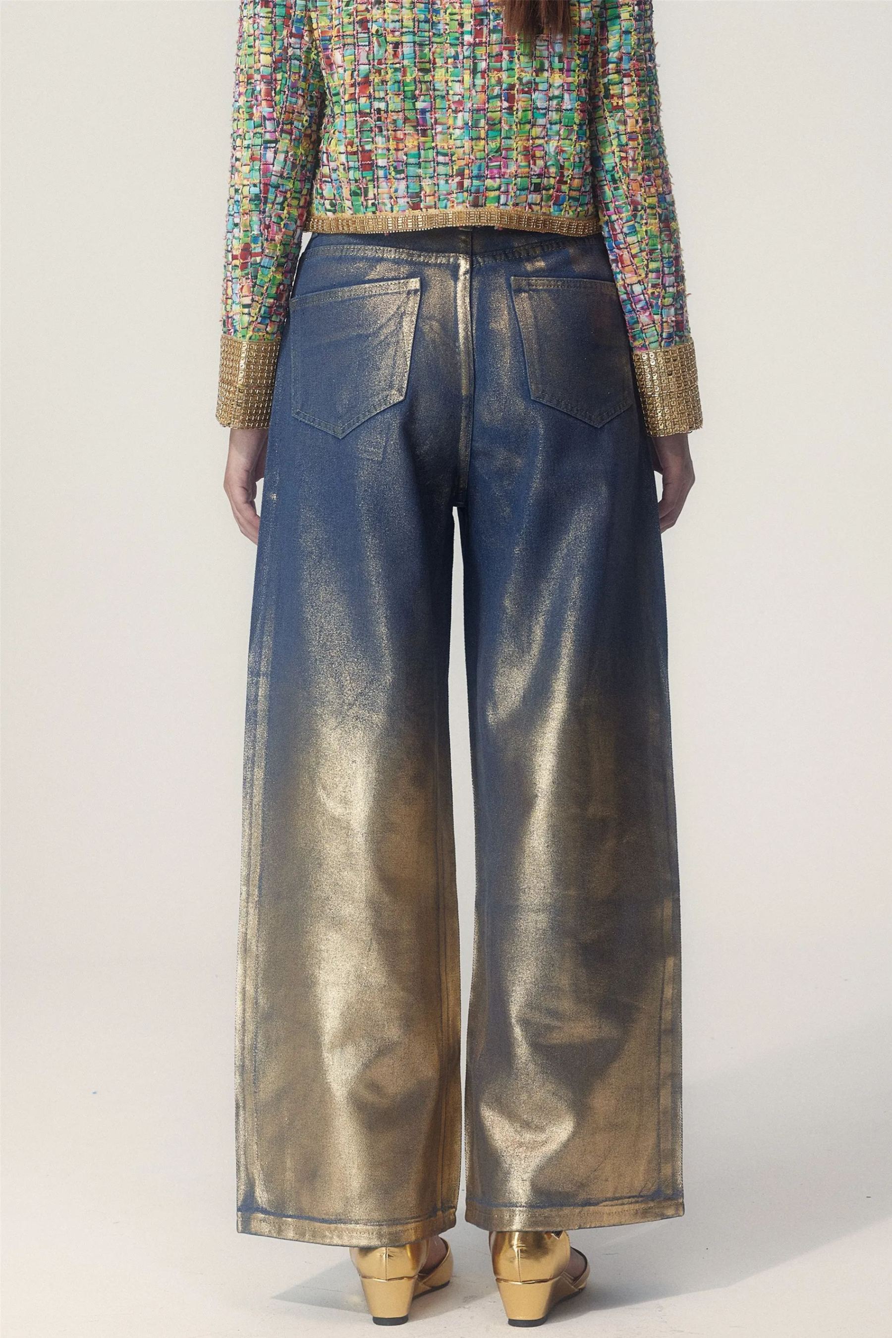 Vicky Straight Leg Gold Foil Jeans-Sunfere