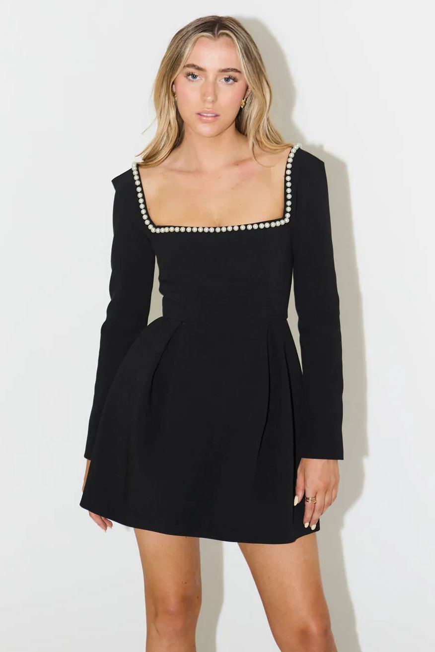 Angela Square Neck Pearl Mini Dress-Sunfere-party dress,cocktail dress ,FW24,black,new,_badge_New,ss24,24.10.1,square neck,long sleeve,mini,mini dress,chic,Pearl,open back Angela Square Neck Pearl Mini Dress-Sunfere-party dress,cocktail dress ,FW24,black,new,_badge_New,ss24,24.10.1,square neck,long sleeve,mini,mini dress,chic,Pearl,open back