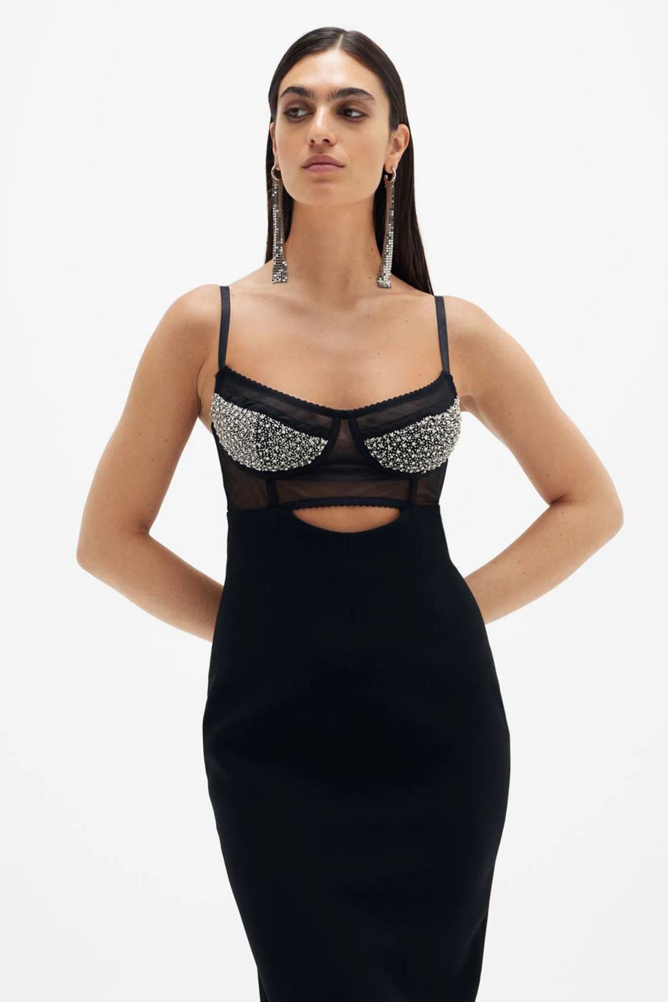 Stephanie Crystal Embellished Cutout Maxi Dress