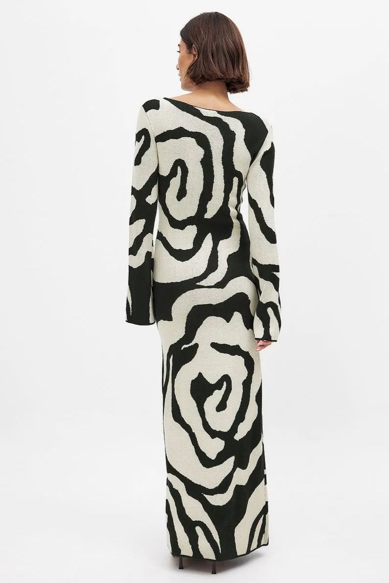 Elaine Zebra Print Knitted Maxi Dress