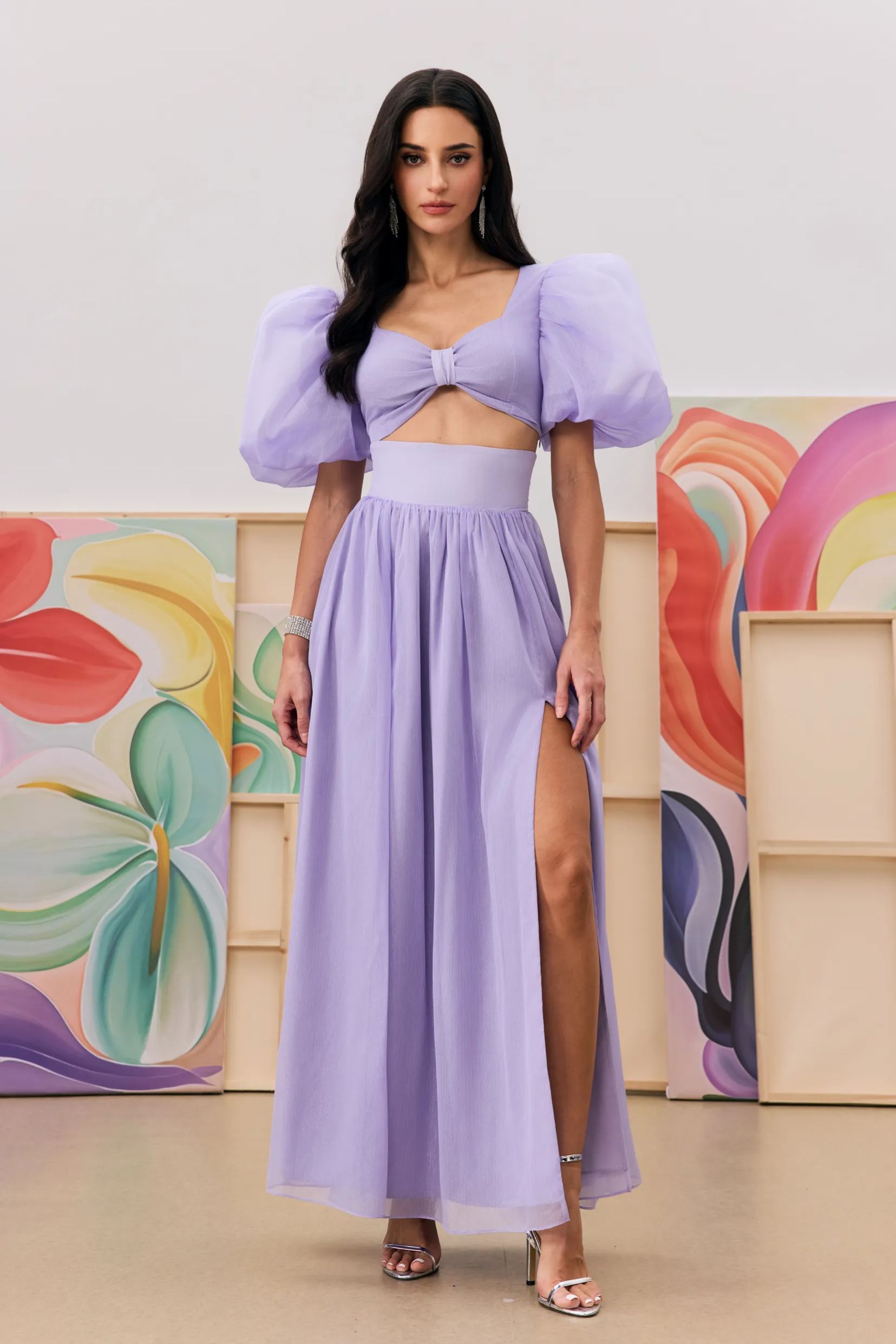 Melissa Puff Sleeve Sweetheart Top & Skirt Set