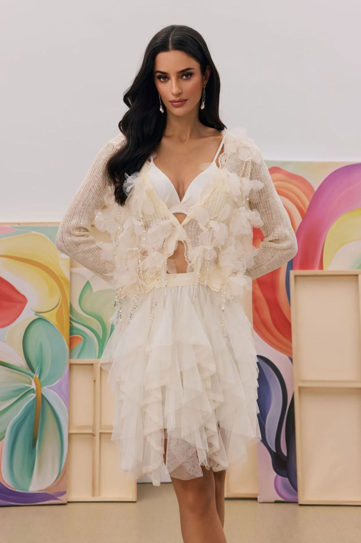 Judy Crystal Fringe Knit Cardigan